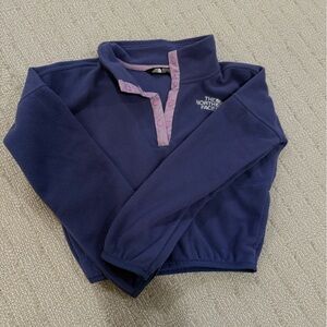 Girls The North Face Purple Fleece Pullover with Light Pink Trim